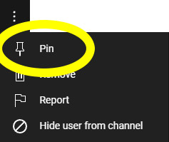 YouTube pinned comment